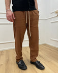 Pantaloni bruciato in misto lino con coulisse