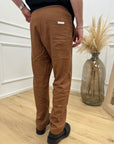 Pantaloni bruciato in misto lino con coulisse