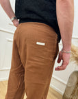 Pantaloni bruciato in misto lino con coulisse