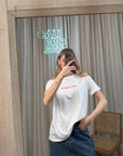 T shirt bianca "Mi ricordi il mare" rosso
