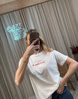 T shirt bianca "Mi ricordi il mare" rosso