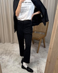 Pantaloni sigaretta con dettagli in raso