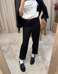 Pantaloni sigaretta con dettagli in raso