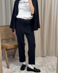 Pantaloni sigaretta con dettagli in raso