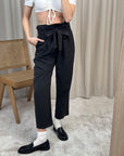 Pantaloni paperbag neri