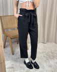 Pantaloni paperbag neri