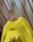 Maglione lime colletto a balze