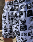Pantaloncini corti bianchi con stampe nere