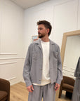 Giacca camicia grigia mélange con elastico - Imperial