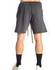 Pantaloncini grigi con strappi e cordoncino