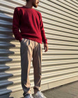 Pantaloni beige dritti con pinces