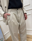 Pantaloni beige chiaro con doppia pinces - Imperial
