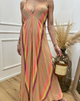 Vestito "Mykonos" beige filo lurex e paillettes