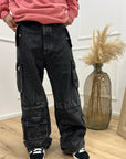 Jeans "Jared" cargo Jeans wide leg grigio