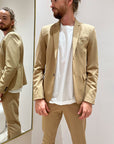 Giacca beige monopetto