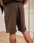 Set coordinato choco camicia e shorts misto lino - Nut