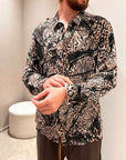 Camicia stampa animalier beige e nera