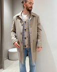 Cappotto beige in panno monopetto