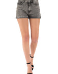 Pantaloncino in denim grigi con strappi