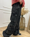 Jeans "Jared" cargo Jeans wide leg grigio