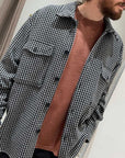 Giacca camicia pied de poule in misto lana