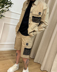 Giacca camicia sabbia con tasca in mesh