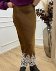 Gonna taglio sbieco con pizzo - HaveOne