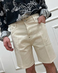 Bermuda in denim burro logo ricamato