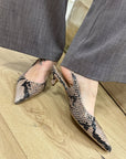 Slingback pitonata in pelle