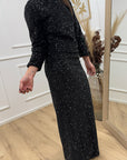 Vestito in ciniglia e paillettes nero - Tensione In
