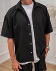 Set coordinato nero camicia e bermuda cargo - Nut