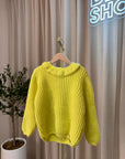 Maglione lime colletto a balze