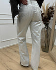Jeans spalmato argento straight fit - Glamorous