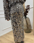 Gonna tulle grigio con maxi paillettes argento - HaveOne