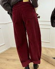 Pantaloni Barbara bordeaux millerighe balloon fit - HaveOne