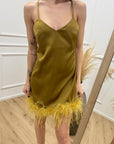 Vestito Plume mini olio con piume