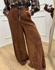 Pantaloni palazzo bruciato in velluto millerighe - HaveOne