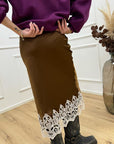 Gonna taglio sbieco con pizzo - HaveOne