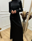 Vestito lungo Rebecca nero in satin- Silence Limited