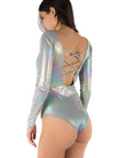 Body metallizzato con scollo profondo