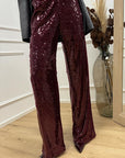 Pantaloni in paillettes vino - HaveOne