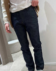 Jeans chino blu scuro cuciture camel