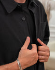 Set coordinato nero camicia e shorts misto lino - Nut
