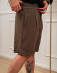 Set coordinato choco camicia e shorts misto lino - Nut