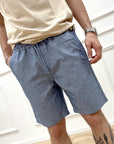 Bermuda con coulisse in misto lino