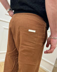 Pantaloni bruciato in misto lino con coulisse