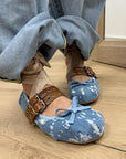Ballerine in denim con rotture