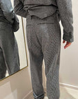 Pantaloni pied de poule grigio misto lana