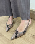 Slingback pitonata in pelle