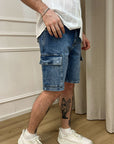 Bermuda in denim cargo